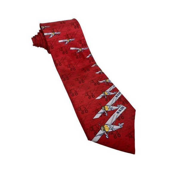 smithsonian institution Other - Smithsonian Institution Red Vintage Airplane Silk Tie